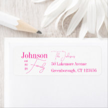 Personalisierter Familienname Hot Pink Rücksendead