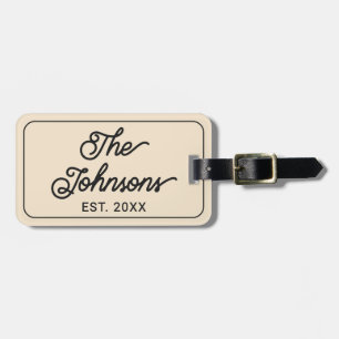 Personalisierter Familienname in eleganter beige-S Gepäckanhänger