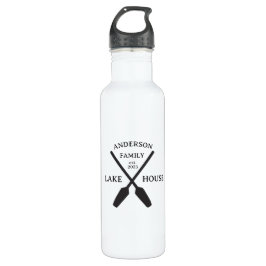 Personalisierter Familienname Lake House Edelstahlflasche