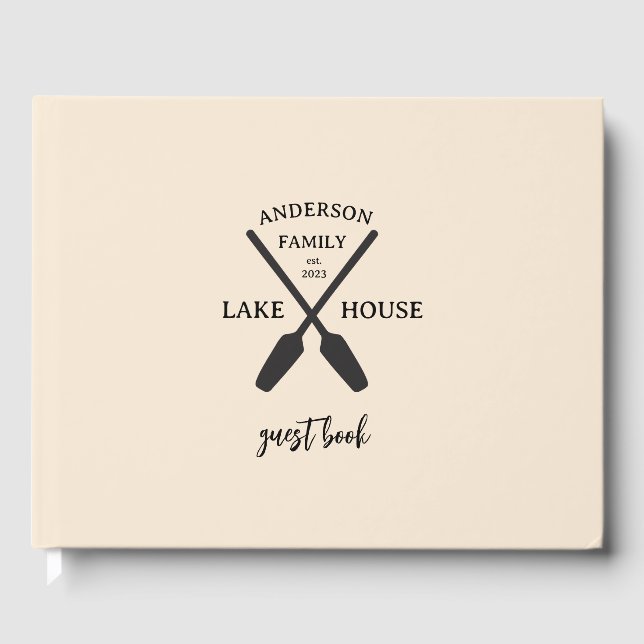 Personalisierter Familienname Lake House Gästebuch (Vorderseite)