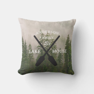 Personalisierter Familienname Lake House Kissen