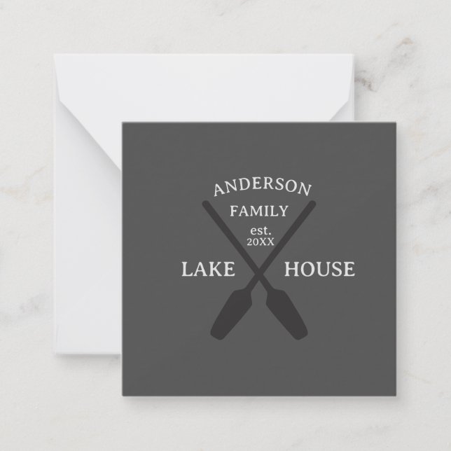 Personalisierter Familienname Lake House Mitteilungskarte (Vorderseite)