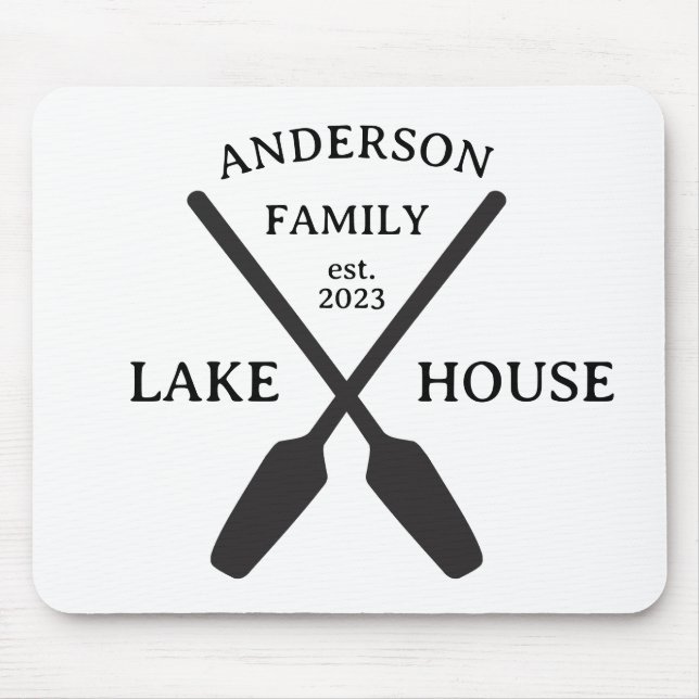 Personalisierter Familienname Lake House Mousepad (Vorne)