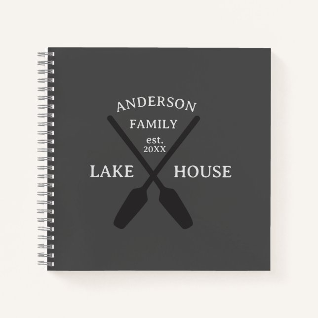 Personalisierter Familienname Lake House Notizbuch (Vorderseite)