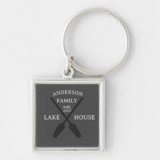 Personalisierter Familienname Lake House Schlüsselanhänger