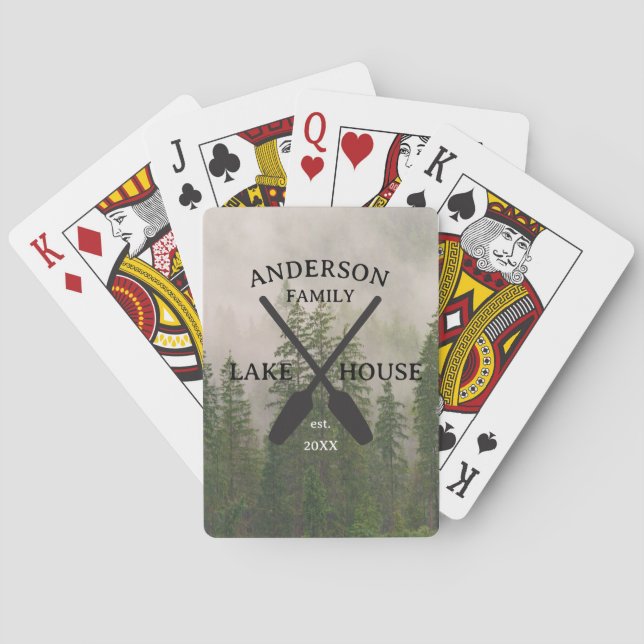 Personalisierter Familienname Lake House Spielkarten (Rückseite)