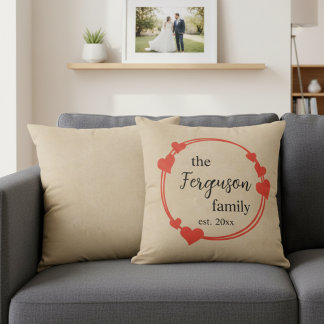 Personalisierter Familienname mit Hochzeitsjahr Kissen