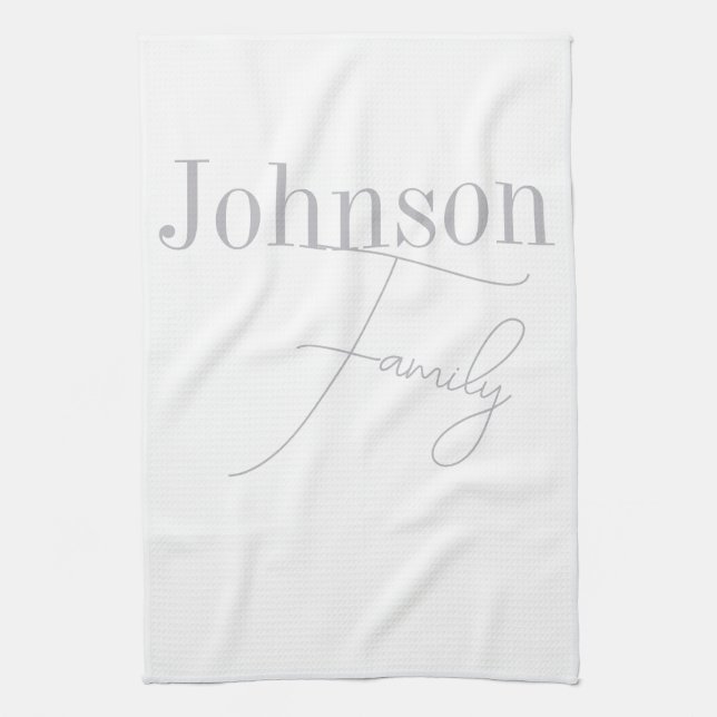 Personalisierter Familienname Moderner Minimalisti Geschirrtuch (Vertikal)