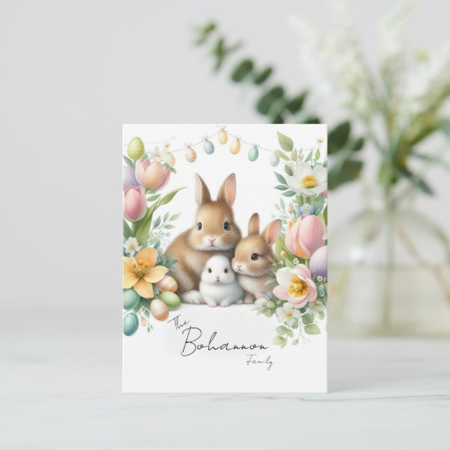 Personalisierter Familienname OsterOstern Postkarte (Stehend Vorderseite)