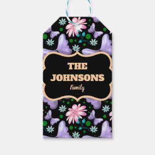 Personalisierter Familienname Schmetterling Blumen Geschenkanhänger