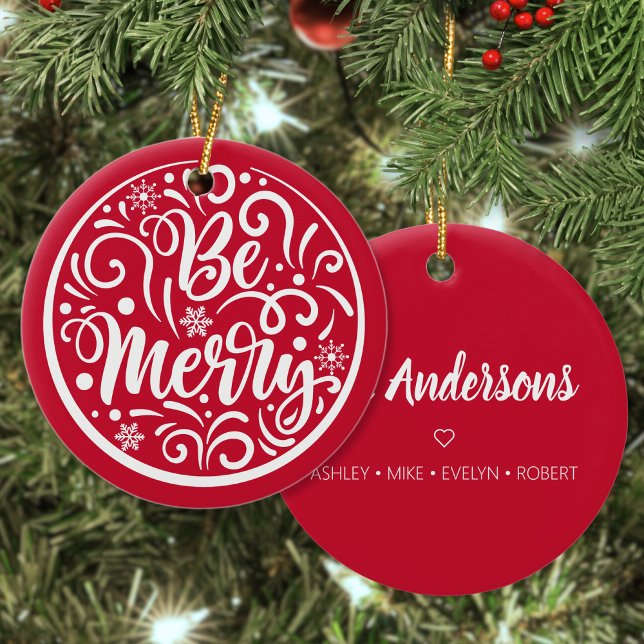 Personalisierter Familienname sei froh Weihnachten Keramik Ornament (Von Creator hochgeladen)