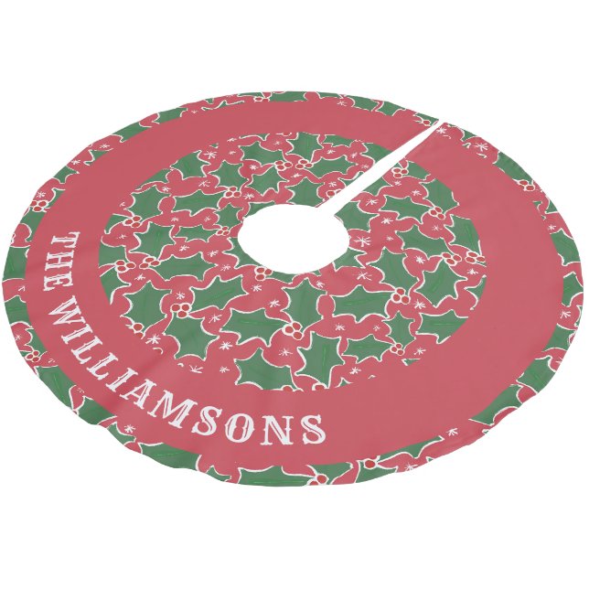personalisierter Familienname Weihnachtsbaumrock Polyester Weihnachtsbaumdecke (Schrägansicht)