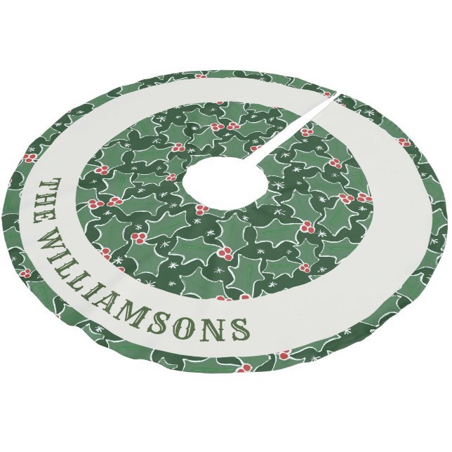 personalisierter Familienname Weihnachtsbaumrock Polyester Weihnachtsbaumdecke (Schrägansicht)