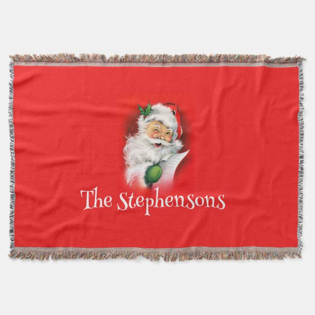 Personalisierter Familienname Winking Weihnachten Decke (Vorderseite)