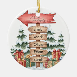 Personalisierter Familiennamensschild Weihnachten Keramik Ornament