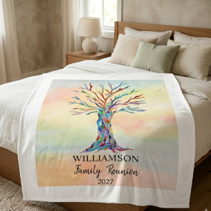 Personalisierter Familientreffen-Regenbogenbaum Fleecedecke