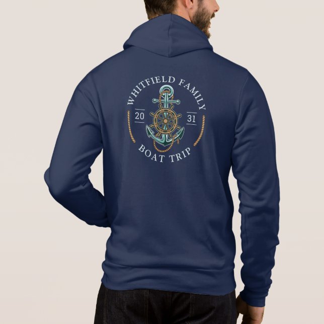 Personalisierter Familienurlaub Bootsfahrt Nautika Hoodie (Rückseite)