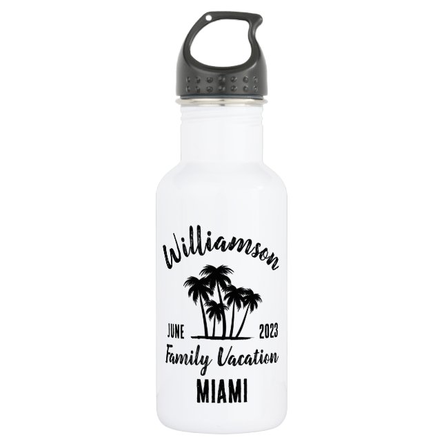 Personalisierter Familienurlaub Edelstahlflasche (Vorderseite)