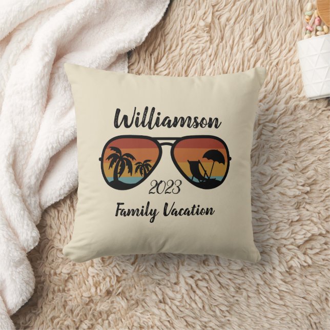 Personalisierter Familienurlaub Kissen (Decke)