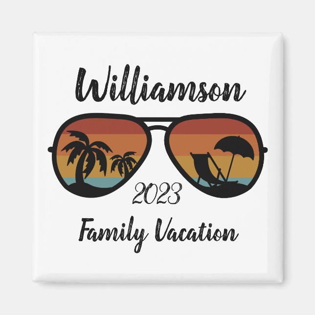 Personalisierter Familienurlaub Magnet (Vorne)