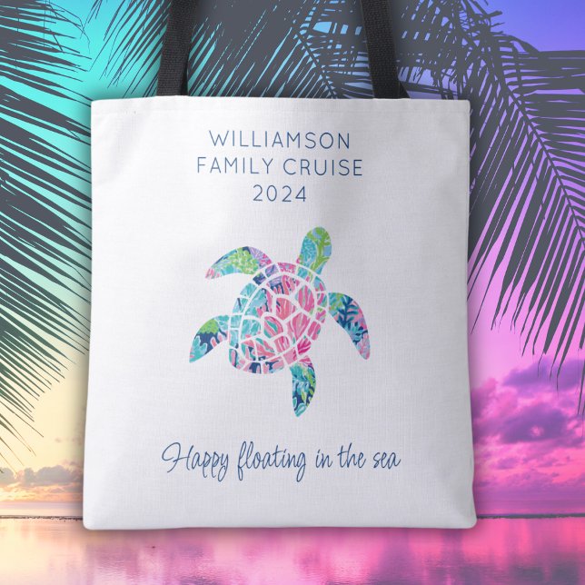 Personalisierter Familienurlaub Meeresschildkröte Tasche (A personalized tote bag to take to the pool or beach.)