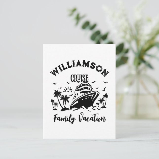 Personalisierter Familienurlaub Postkarte (Stehend Vorderseite)