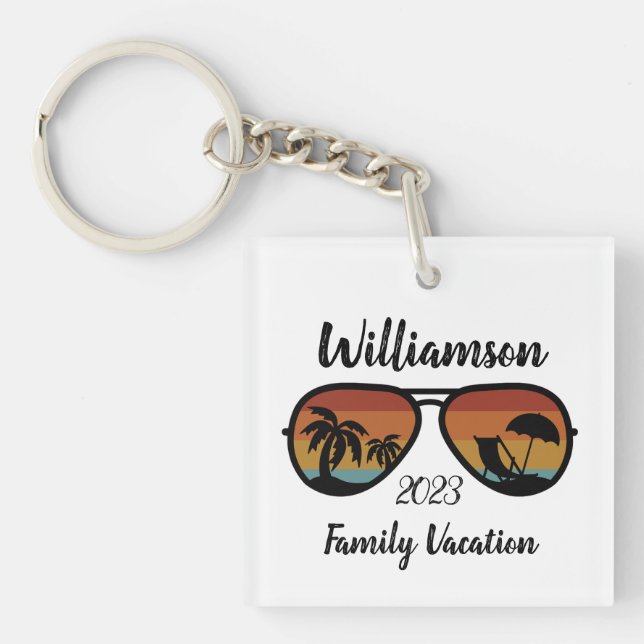 Personalisierter Familienurlaub Schlüsselanhänger (Vorderseite)