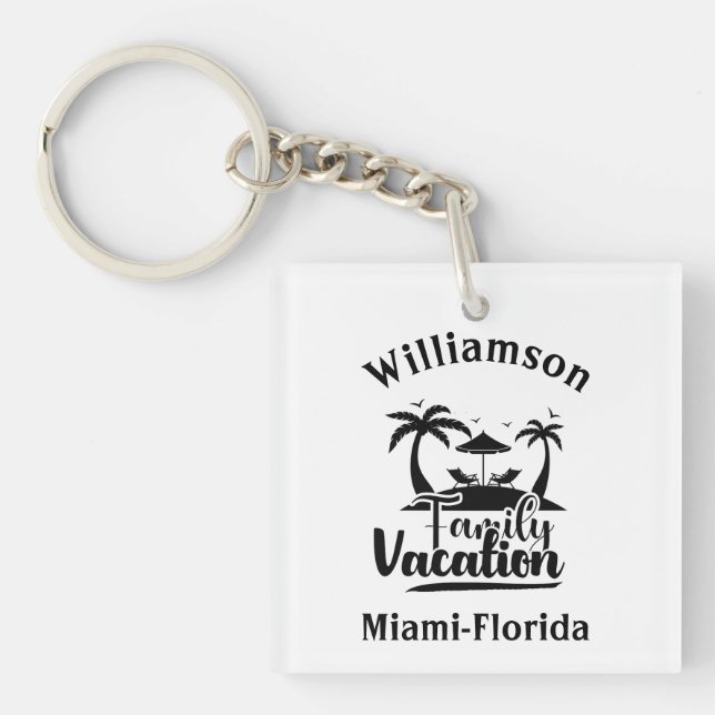 Personalisierter Familienurlaub Schlüsselanhänger (Vorderseite)