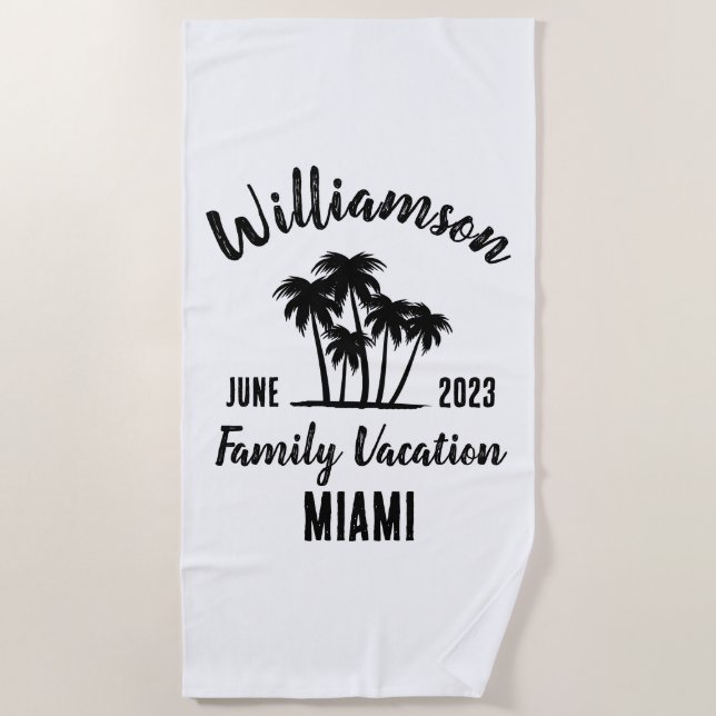 Personalisierter Familienurlaub Strandtuch (Vorderseite)