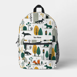 Personalisierter Fantasie-Fuchs & Stadtlandschaft  Bedruckter Rucksack