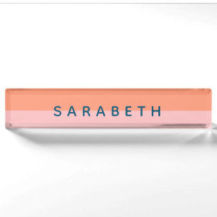 Personalisierter Farbblock Rosa und Korallen Namensplakette