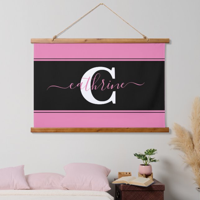 Personalisierter Farbblock Wandteppich Mit Holzrahmen (Schlafzimmer)