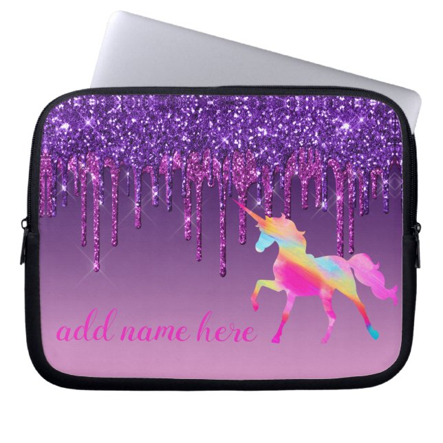 Personalisierter, farbenfroher Einhorn-Laptop-Sieb Laptopschutzhülle (Vorderseite)