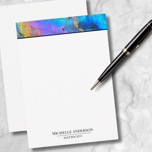Personalisierter, farbenfroher Marmorstein Mitteilungskarte (Trendy Colorful Crystal Stone Modern Note Card)