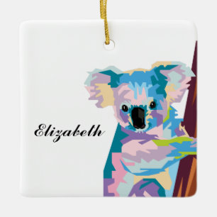 Personalisierter farbenfroher Pop Art Koala Keramikornament