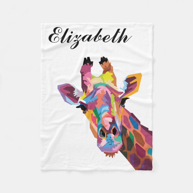 Personalisierter farbenfroher Pop Giraffe Fleecedecke (Vorderseite)