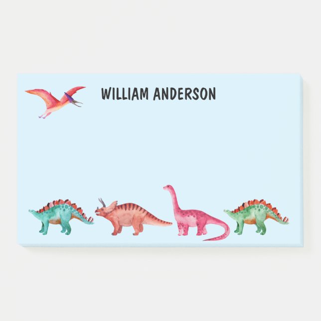 Personalisierter farbiger Dinosaurier  Post-it Klebezettel (Vorderseite)