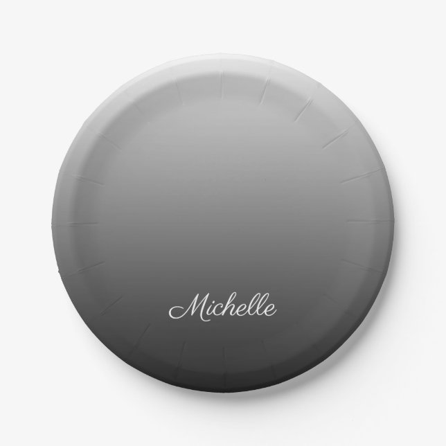 Personalisierter Farbverlauf Ober-schwarze Farbtön Pappteller (Vorderseite)