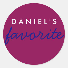 Personalisierter Favorit Maroon Magenta Navy Blau Runder Aufkleber