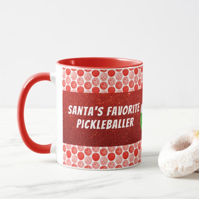 Personalisierter Favoritenpickleballer Red Tasse (Mit Donut)
