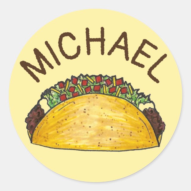 Personalisierter Feinschmecker Taco mexikanisches  Runder Aufkleber (Vorderseite)