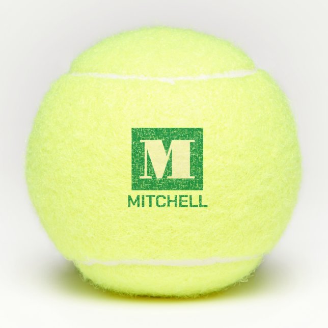 Personalisierter, fett grüner Anfangsnamen Tennisbälle (Vorderseite)