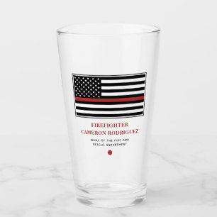 Personalisierter Feuerwehrhelfer mit dünner roter Glas