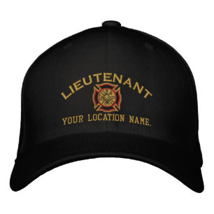 Personalisierter Feuerwehrleutnant, Stickerei Bestickte Kappe