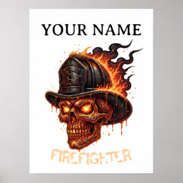 Personalisierter Feuerwehrmann-Schädel-Feuerwehr-A Poster