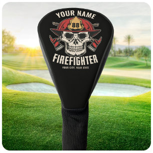 Personalisierter Feuerwehrmann-Totenkopf Feuerwehr Golf Headcover