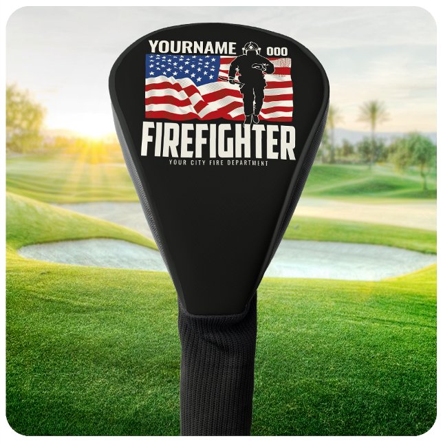 Personalisierter Firefighter Rescue USA Flag Patri Golf Headcover (Von Creator hochgeladen)