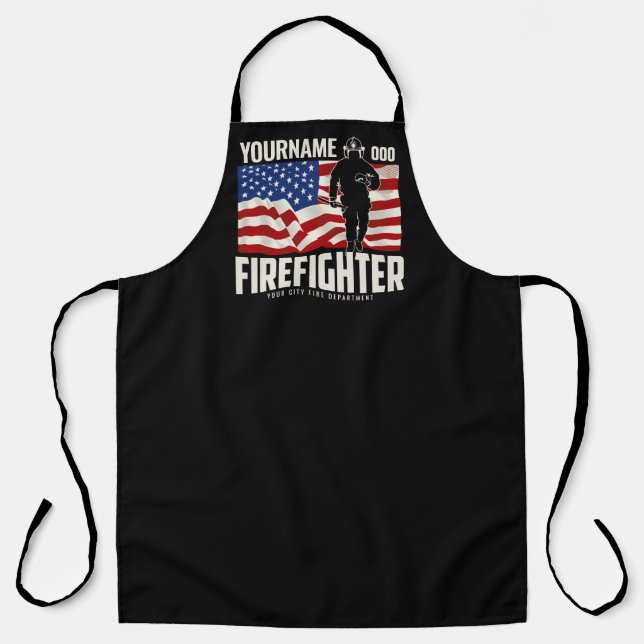 Personalisierter Firefighter Rescue USA Flag Patri Schürze (Vorderseite)