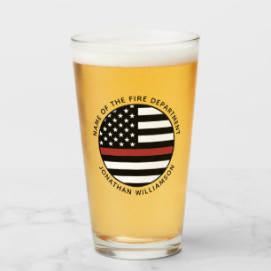 Personalisierter Firefighter Thin Red Line USA-Fla Glas