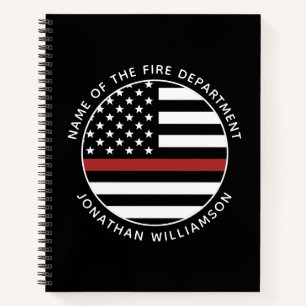 Personalisierter Firefighter Thin Red Line USA-Fla Notizbuch